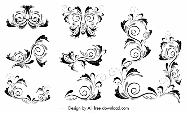 borders decor elements classic swirled shapes