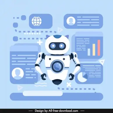 bot chat gpt backdrop modern 3d robot chart decor