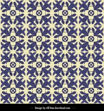 botanical pattern template flat repeating retro blue design