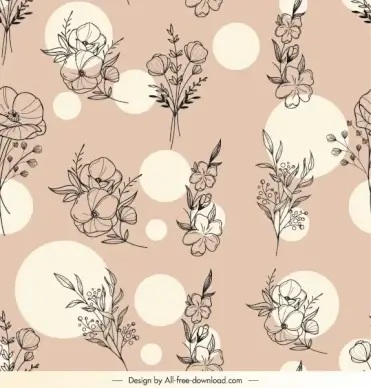 botany pattern template classical handdrawn design