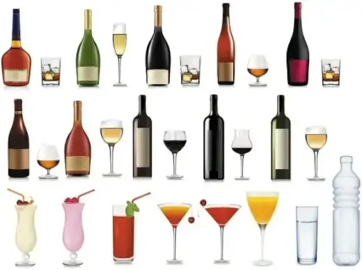 bottle and goblet 02 vector