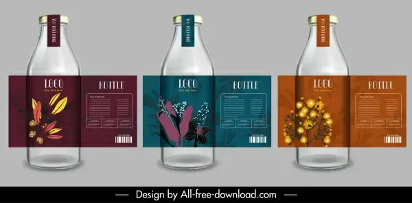 bottle labels templates modern elegant dark colored design