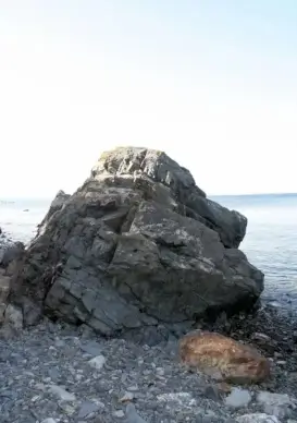 boulder with ocean background