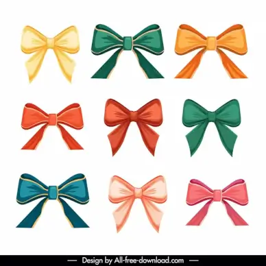 bow decor elements collection elegant flat shapes