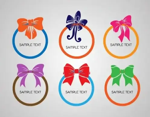 bow rings icons various colored isolation