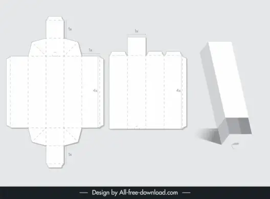 box packaging instruction design element modern flat 3d sketch