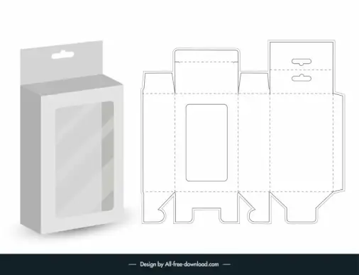 box packaging template die cut sketch elegant 3d flat outline