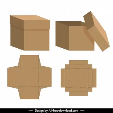 box paper packaging templates flat die cut 3d object outline symmetric design 