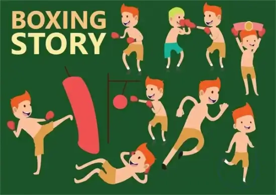 boxing story vector illustration with boxers gestures