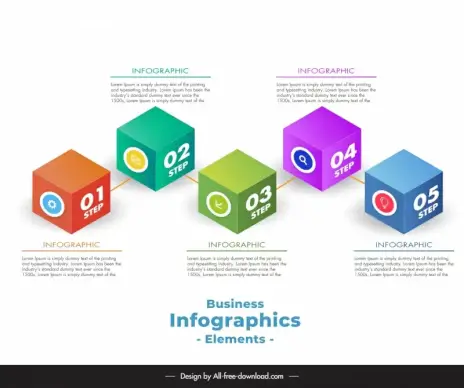 boxs infographic banner template modern 3d cubes