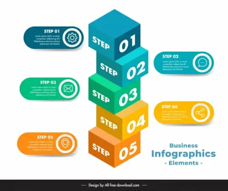 boxs infographic design elements 3d cubes stack