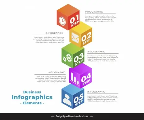 boxs infographic design elements vertical 3d cubic stack