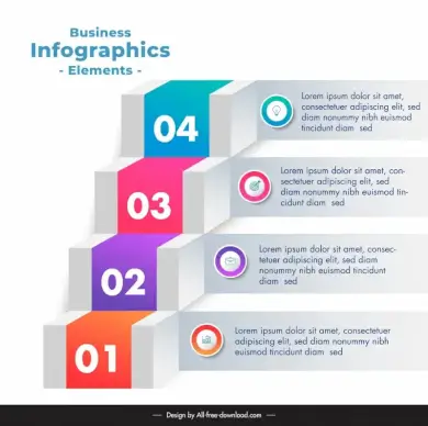 boxs infographic template 3d stairs shape