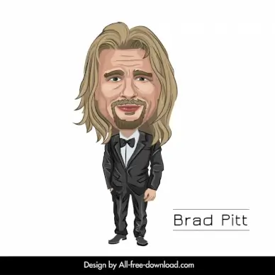 brad pitt icon elegant cartoon character outline 