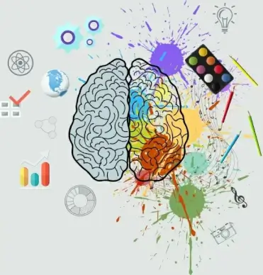 brain background grunge colored splashing decor