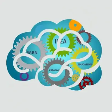 brain concept background colorful gears decoration flat design