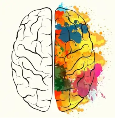brain icon design watercolored splashing grunge sketch