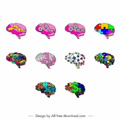 brain icon sets flat symbols shapes outline