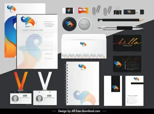 brand identity sets colorful flat elephant shape logotype