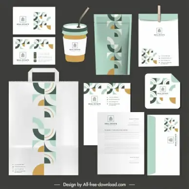 brand identity sets flat geometric decor