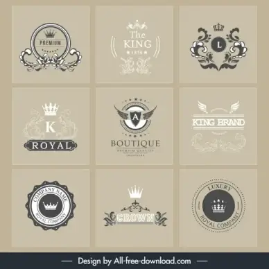 brand logotypes retro royal theme calligraphic decor