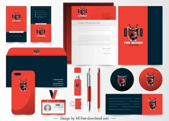 branding corporate identity sets western dragon logotype decor