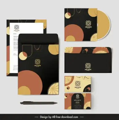 branding identity sets dark classical flat geometric shapes