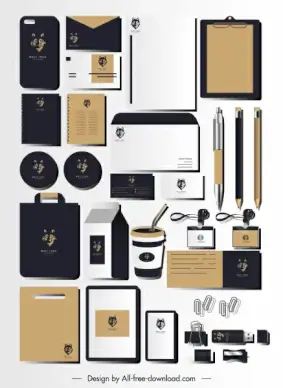 branding identity sets wolf logo decor dark design