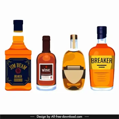 brandy wine design elements colored classic flat sketch