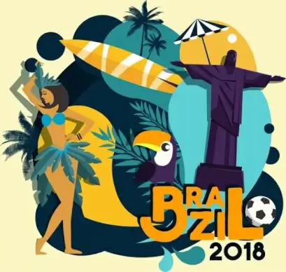 brazil advertising banner colorful design elements