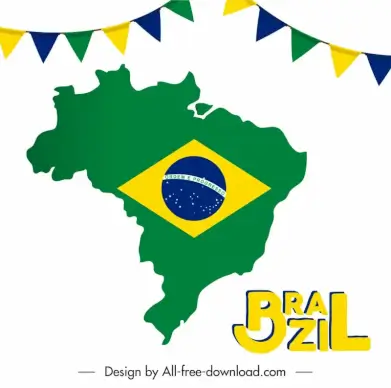  brazil advertising banner flat map ribbon decor