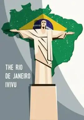 brazil background flag map statue icons decor