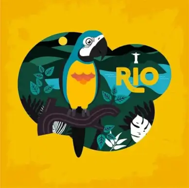 brazil background parrot statue icons colorful classical decor