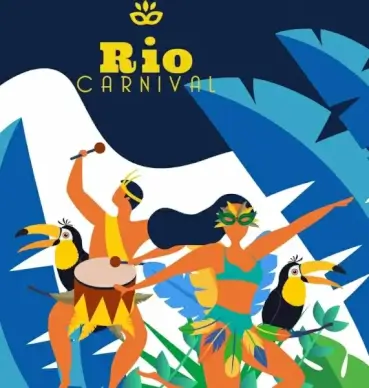brazil carnival banner dancer icons mask logo decor