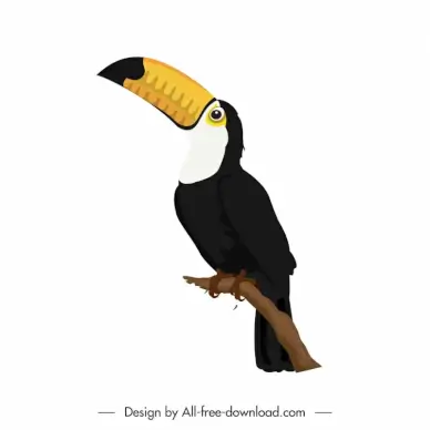 brazil design elements cute cartoon toucan bird sketch