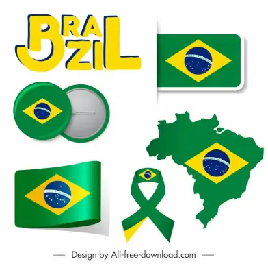 brazil flag design elements modern elegant country symbols sketch 