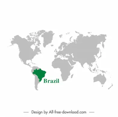 brazil map backdrop template flat world map sketch