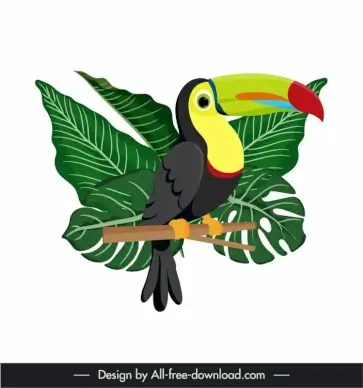 brazil symbol icon parrot leaves sketch 