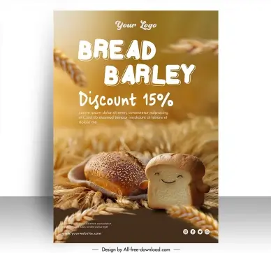 bread store discount poster template cute stylized 