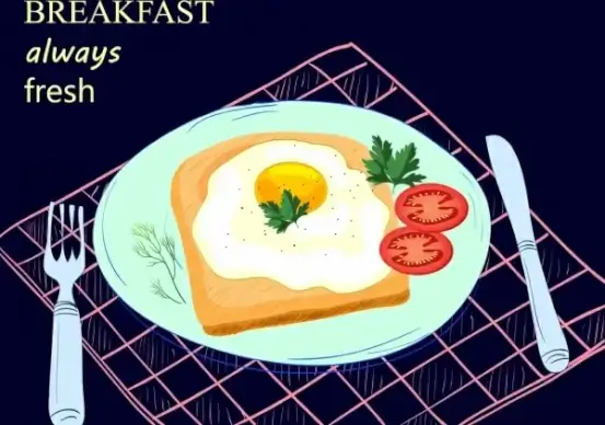 breakfast advertising fried egg dishware icons decoration