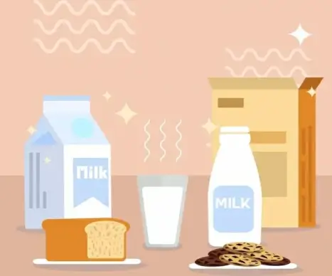 breakfast background milk sandwich cakes icons decor
