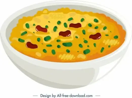 breakfast icon soup bowl symbol colorful 3d design