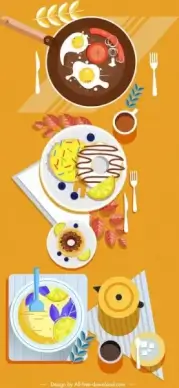 breakfast preparation painting colorful classical design