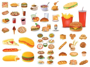 breakfast with pastries vector graphic