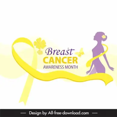 breast cancer awareness month banner elegant silhouette lady ribbon flowers decor