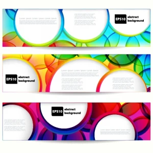 decorative banner templates modern colorful floral circles sketch