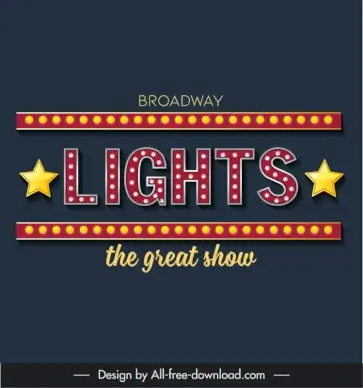 broadway signboard template elegant flat light texts stars decor