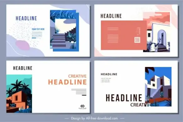 brochure background template architectures sketch bright classic