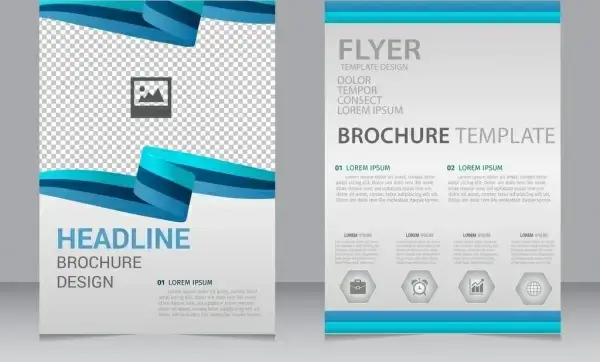 brochure flyer template 3d curves blue lines ornament
