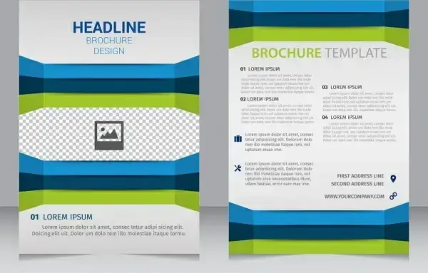brochure template blue green edges 3d decoration